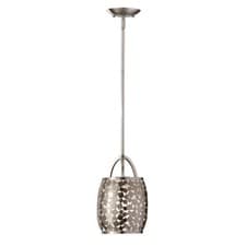 Image of 1 Bulb Ceiling Pendant Light Fitting Brushed Steel LED E27 60W Bulb