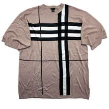 Image of Unisex Adult Luxury Tan Plaid Synergy T-Shirt Medium-weight 100% Acrylic SZ 2XL