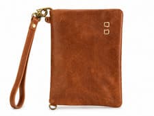 Image of Women's Wallet Wristlet Purse Crossbody Bag Brown Real Leather