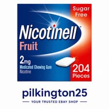 Image of Nicotinell 2mg Nicotine Gum Fruit Sugar Free 204 Pieces Stop Smoking Aid