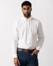 Image of HUGO Mens Ermo Slim-Fit Shirt in Stretch-Cotton Canvas - Open White 199
