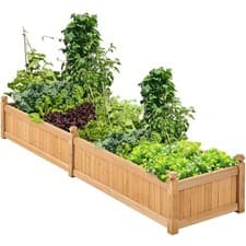 Image of Wooden Raised Garden Bed Rectangular Garden Planter Box for Yard Light Brown