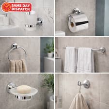 Image of Bathroom Accessories Full 6 Piece Set Chrome Wall Mounted | Fast UK Delivery