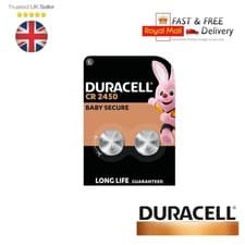 Image of 2 x Duracell CR2450 3V Lithium Coin Cell Battery 2450 DL2450 Longest Expiry