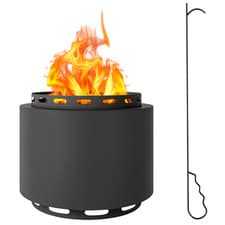 Image of Outsunny 48.5cm Smokeless Wood Burning Firepit Metal Fire Pit, Dark Grey