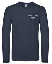 Image of Personalised B&C Embroidered #E150 Long Sleeve T-Shirt Logo Text Tee Top Sports