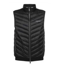 Image of ARMANI EXCHANGE Black Gilet Vest Feather Padding AX Logo With Pouch Size M BNWT