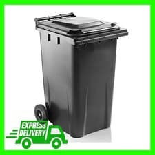 Image of Grey Wheelie Bin 240L Large Capacity Household Bin With Wheels, Lid & Handle