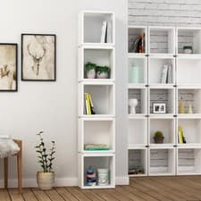 Image of MULTI 5-Tier Tall Bookcase – Narrow Vertical Shelf Unit for Books & Display