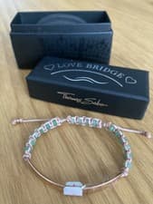 Image of Thomas Sabo Rose Gold Plated Love Bridge Aventurine Bracelet Brand New