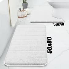 Image of Non Slip Bath Mat Extra Large Bathroom Rug Water Absorbent Toilet Pedestal Mats