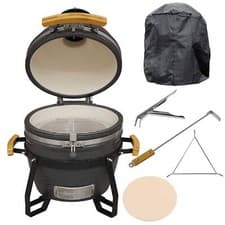 Image of Deluxe Kamado BBQ Grill, Oven, Smoker, Ceramic 16"(40cm) & Accessories