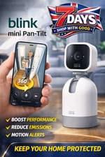 Image of Blink Mini Pan-Tilt Camera | Rotating Indoor Plug-In Pet Security Camera, Two-Wa