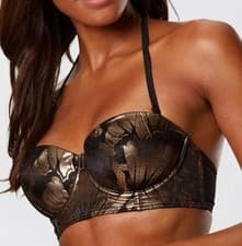 Image of Ann Summers Azores Bikini Top 32F  - Black/Rose Gold - New With Tags -  £28