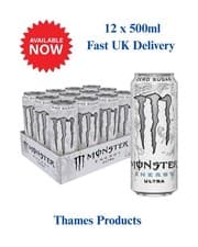 Image of Monster Energy Ultra White Zero Sugar – 12 x 500ml Cans - High Caffeine Boost