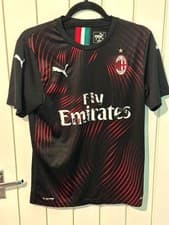 Image of Puma AC Milan Black Red Football Shirt Size S
