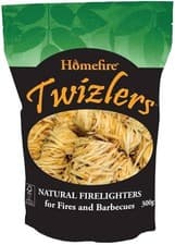 Image of Pack of 4 Homefire Twizlers Natural Firelighters For Fires & Barbecues 300g