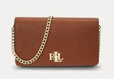 Image of Lauren Ralph Lauren Tan Leather Crossbody Turn-Lock Tech Case BNWT