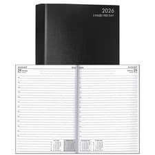 Image of 2026 A4 2 Page Per Day Diary With Appointments Desk Planner Hardback Cover Black