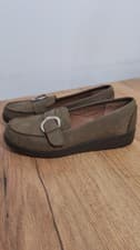 Image of Hotter Comfort Concept Sandy Dusty Green Slip On Shoes Size UK5 Nikita Buckle