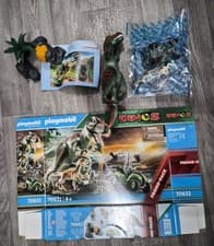 Image of Playmobil Dinos T Rex Attack With Raptor & Quad 70632 Brand New 4 Plus Xmas 20PC