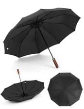 Image of Classic Style Umbrella - wooden grip - Automatic opening 21 inch, BLACK UK SALE