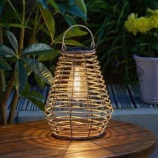Image of Beautiful Maris Garden Light Up Solar Powered Stunning Rattan Table Top Lantern