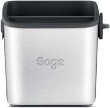 Image of Sage Mini Knock Box Silver / Black Coffee Machine Accessory Compact Grinds Bin