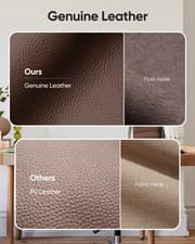 Image of Mid Back Office Chair Genuine Leather Swivel Meeting Desk Chair Executive Seat