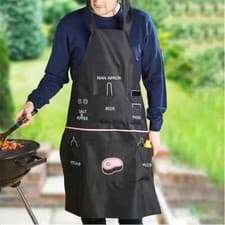 Image of Funny Man Apron BBQ Grill Kitchen Cooking Birthday Dads Father Gift Friend Men