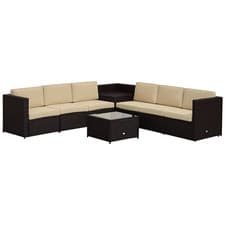Image of Outsunny 8Pcs Patio Rattan Sofa Set Garden Furniture Side Table w/ Cushion