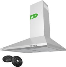 Image of 60cm Stainless Steel Chimney Cooker Hood 3 Speed LED Extractor w/ Carbon Filter