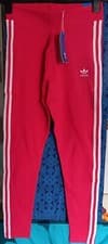 Image of adidas Originals 3-Stripe Logo Leggings in Power Pink / White, Women's Size 14