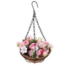 Image of Outdoor Flower Hanging Basket Artificial Suspending Baskets with Flowers