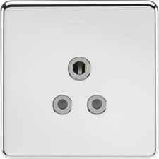 Image of Screwless 5A Unswitched Socket - Polished Chrome with Grey Insert
