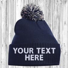 Image of Personalised Snowstar Pom Pom Beanie Bobble Hat With Name Slogan Personalised
