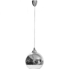 Image of Globe Pendant Light E27 Chrome Glass Steel 1x60w