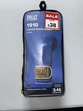 Image of Everlast 1910 Leather Boxing Gloves 14oz BNNT Gym Training Mitt Bag Blue RRP £74