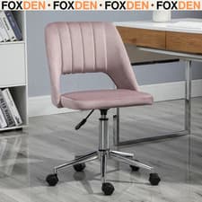 Image of Pink Office Chair Velvet Swivel Adjustable Height Armrests High Back Study Chair