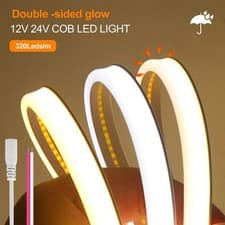 Image of 12V 24V Neon COB LED Strip Lights Flexible Tape Rope Cabinet Kitchen Lighting