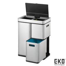 Image of EKO Mirage Plus Recycling Bin 30L 15L Dual Compartment Stainless Steel Kitchen