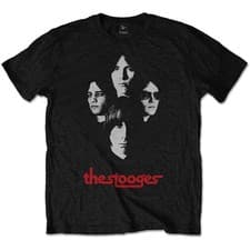 Image of Officially licensed The Stooges Group Shot T Shirt Mens Black Iggy Pop T Shirt