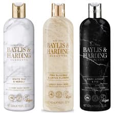 Image of TRIO Baylis & Harding Body Wash - White Tea, Pink Blossom & Dark Amber (3x500ml)