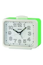 Image of Seiko Green Bedside Bell Alarm Clock with Light 11cm QHK061W