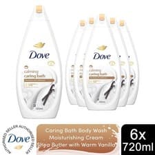 Image of Dove Caring Bath Body Wash Moisturising Cream Shea Butter With Vanilla, 6x720ml