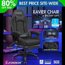 Image of ELFORDSON Office Chair Massage Padded High Back Recliner Swivel Footrest Gaming