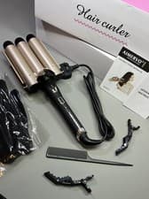 Image of Mermaid Hair Waver 32mm 3 Barrel Curling Iron Wand for Loose Beachy Waves 210c