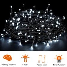 Image of Fully Waterproof Christmas Fairy Lights Cool White 500 LED 50M + 10M 8Hour Timer