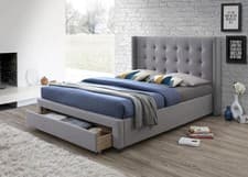 Image of Light Grey Fabric Bed with Large Front Drawer - Available in 5ft king