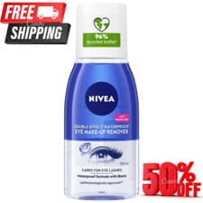 Image of NIVEA Double Effect Waterproof Eye Make-Up Remover (125 ml), Daily Use Face Cle